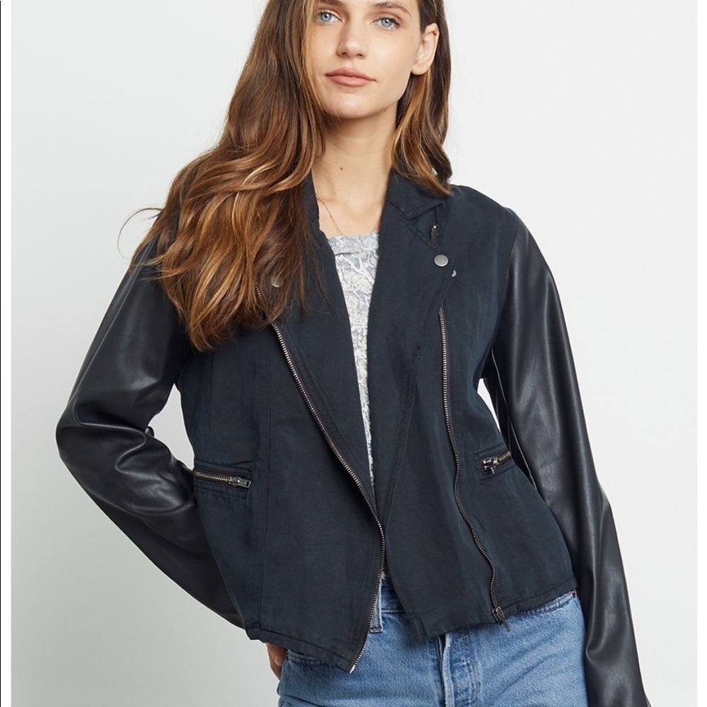 New - Rails faux leather mix moto jacket
